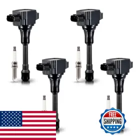 Ena B07mxrqwc7 Set Of 4 Platinum Spark Plug And Ignition Coil Pack Compatible Nissan